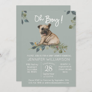 Invitation Oh mon Dieu ! Carlin Chien Chien Chien Baby shower