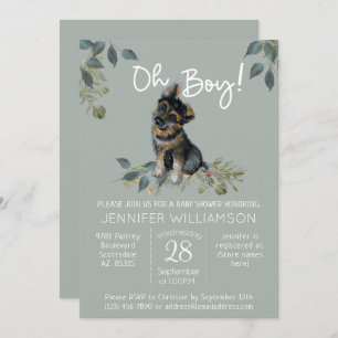 Invitation Oh mon Dieu ! Chien Baby shower Berger Allemand Ch