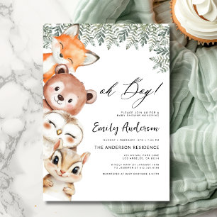 Invitation Oh mon Dieu ! Le Baby shower des animaux des bois