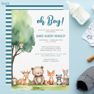 Invitation Oh mon Dieu ! Le Baby shower des animaux des bois