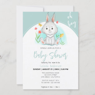 Invitation Oh mon garçon   Bunny Rabbit Baby shower Invitatio