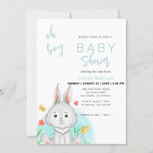 Invitation Oh mon garçon Bunny Rabbit Baby shower Invitatio