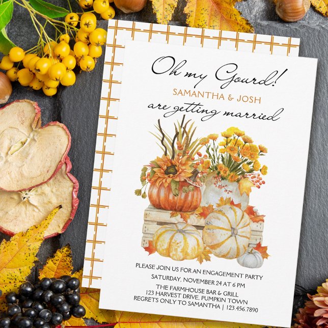 Invitation Oh My Gourd Citrouille Thanksgiving Engagement Par (Créateur téléchargé)