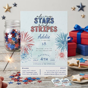 Invitation Oh My Stars and Stripes 4 juillet fête d'anniversa