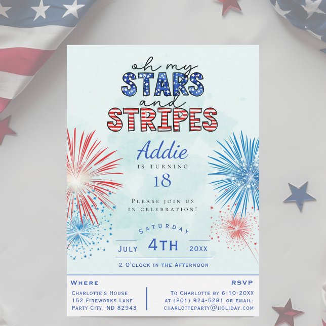 Invitation Oh My Stars and Stripes 4 juillet fête d'anniversa (Créateur téléchargé)