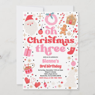 Invitation Oh Noël Trois Noël 3e fête d'anniversaire