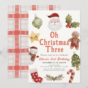 Invitation Oh Noël Trois Santa 3ème Anniversaire