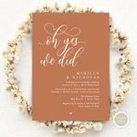 Oh oui, nous l'avons fait, dîner de mariage en fui