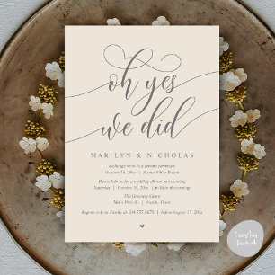 Invitation Oh oui, nous l'avons fait, dîner de mariage en fui
