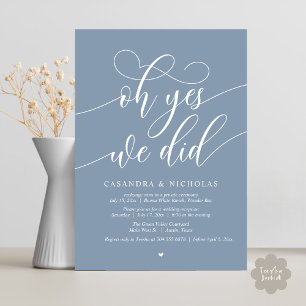 Invitation Oh Oui, Nous L'Avons Fait, Dîner Moderne Elopement