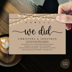 Invitation Oh Oui, Nous L'Avons Fait, Dîner Rustique Mariage