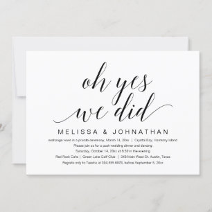 Invitation Oh oui, nous l'avons fait, Fête d'élopement de mar