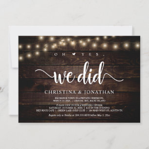 Invitation Oh oui, nous l'avons fait, le parti Rustic Elopeme