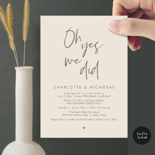 Invitation Oh Oui, Nous L'Avons Fait, Mariage Dinner Party Ca