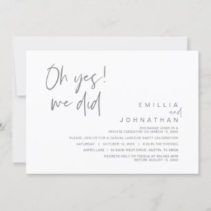 Invitation Oh Oui, Nous L'Avons Fait, Mariage Elopement Invit