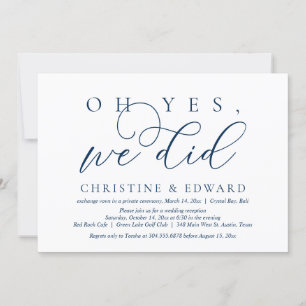 Invitation Oh oui, nous l'avons fait, Mariage en fuite, Bleu 