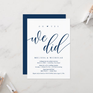 Invitation Oh oui, nous l'avons fait, Noir, Mariage Fuite de 