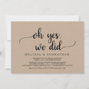 Invitation Oh Oui, Nous L'Avons Fait, Rustic Mariage Elopemen