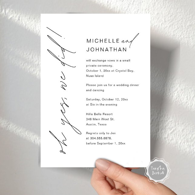 Invitation Oh Oui, On L'A Fait, Dîner Mariage Elopement (Oh Yes, We Did, Wedding Elopement Dinner Party Celebration Invitation Card, Digital template.)