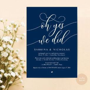 Invitation Oh Oui, On L'A Fait, Dîner Mariage Elopement