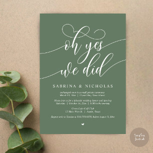 Invitation Oh Oui, On L'A Fait, Dîner Mariage Elopement