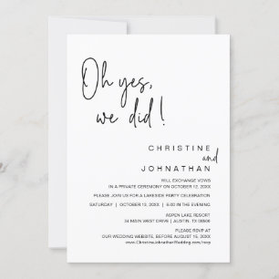 Invitation Oh Oui, On L'A Fait, Mariage Elopement Dancing Par