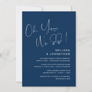 Invitation Oh oui, on l'a fait, Mariage Elopement Party, Navy