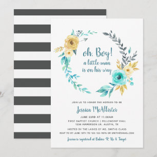 Invitation oh Petit Baby shower Petit Homme noir gris Invitat