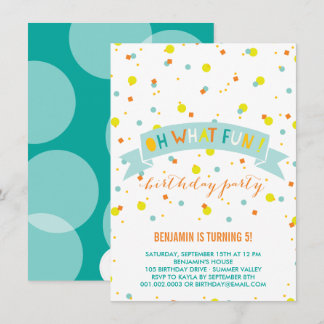 Invitation Oh Quel Amusant Confetti Anniversaire de enfant In
