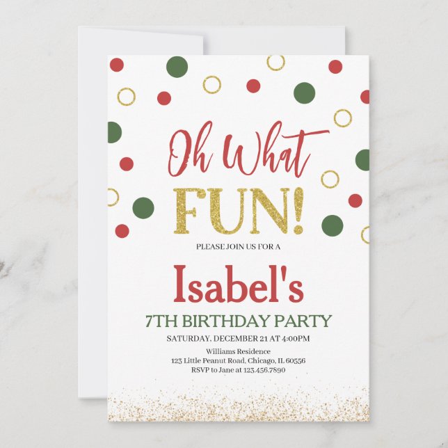 Invitation Oh Quel Amusant Green Red Dots Anniversaire (Devant)