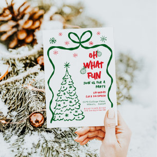 Invitation Oh Quel Amusant Noël Fête Whimsical Rouge Vert