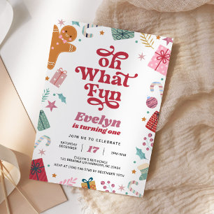 Invitation Oh Quel Amusant Noël Rose Anniversaire