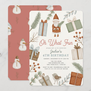 Invitation Oh Quel Amusant Père Noël Fête Fille Anniversaire