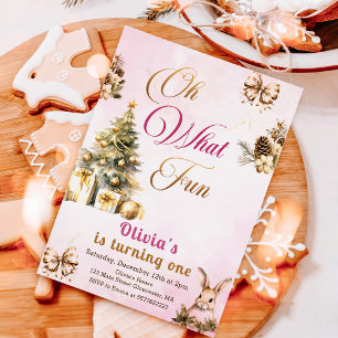 Invitation Oh Quel Amusant Pink Winter Tree Anniversaire