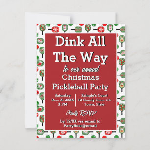 Invitation Oh Quel Amusement Pickball Noël Party Red Green