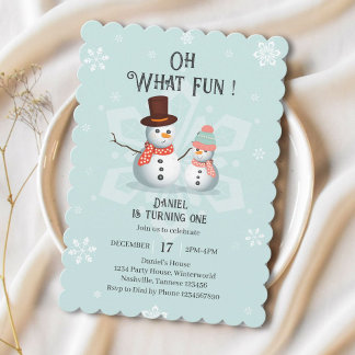 Invitation Oh Quel Bonhomme de Neige Anniversaire