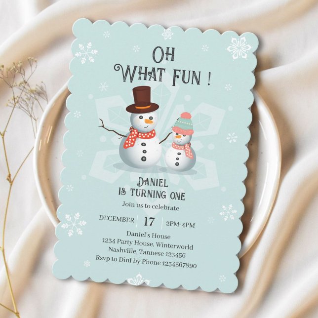 Invitation Oh Quel Bonhomme de Neige Anniversaire  (Créateur téléchargé)