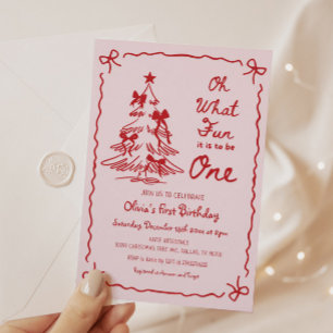 Invitation Oh Quel Plaisir D'être Un Noël Pour Son 1er Annive