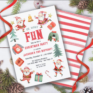 Invitation Oh quel plaisir Noël Anniversaire Fête Santas