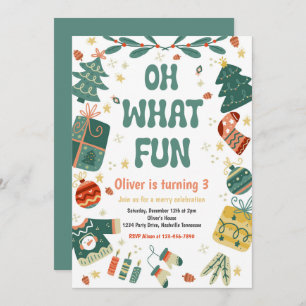 Invitation Oh, quel plaisir   Noël Fête d'anniversaire