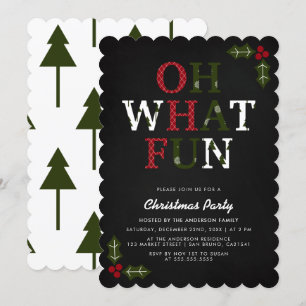 Invitation OH, QUEL PLAISIR Typographie et arbres de Noël  Pa