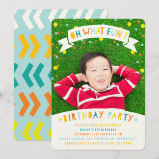 Invitation Oh Quelle Fête Anniversaire Garçon Confettis Color