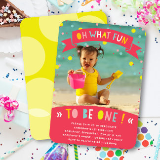 Invitation Oh Quelle Fête Confetti Girl 1er Anniversaire Phot