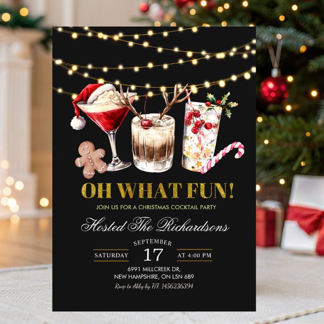 Invitation Oh Quelle Fête de Cocktail de Noël (Créateur téléchargé)