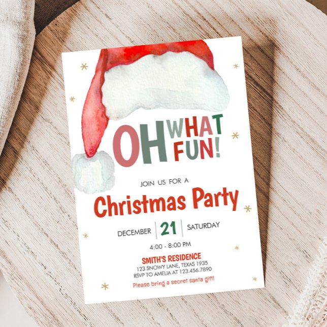 Invitation Oh, quelle fête de Noël à Père Noël (Oh What Fun Christmas Party Invitation )