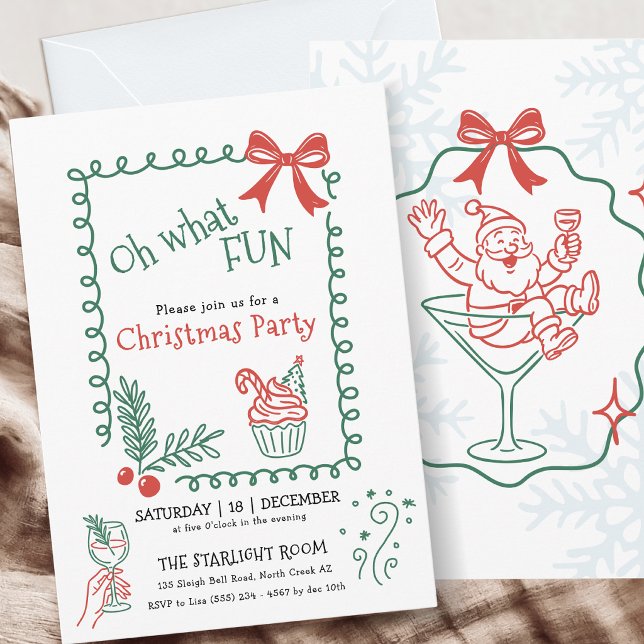Invitation Oh Quelle Fête Doodle Soirée Cocktail de Noël (Créateur téléchargé)