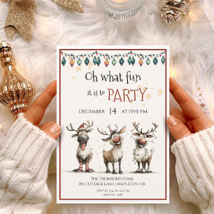 Invitation Oh quelle fête joyeuse avec des rennes fêtes party