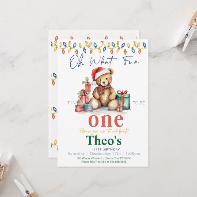 Invitation Oh Quelle Joie d'être un Ours en Peluche Invitatio (Devant/Arrière en situation)
