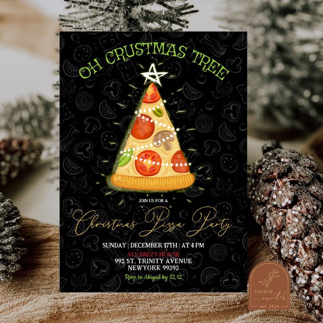Invitation Oh Sapin de Noël Fête de Pizza de Noël (Créateur téléchargé)