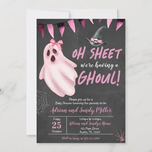 Invitation Oh Sheet C'est un Baby shower Ghoul (Devant)